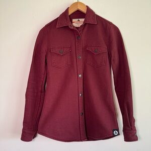 American Giant maroon snap button long sleeve lined shirt size XS